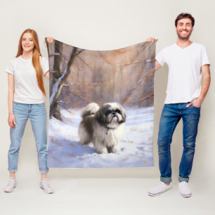 Cobertor De Velo Shih Tzu Deixe Nevar Natal