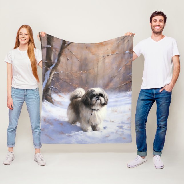 Cobertor De Velo Shih Tzu Deixe Nevar Natal (In Situ)