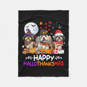 Cobertor De Velo Shih Tzu Dog Natal Feliz Hallothankmas Obrigado