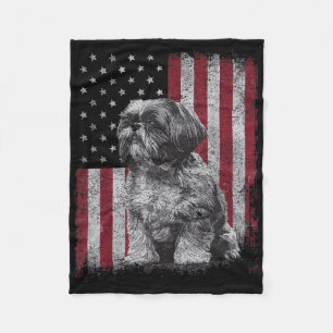 Cobertor De Velo Shih Tzu Dog Pai 4 De Julho Patriótico Dos Eua Ind