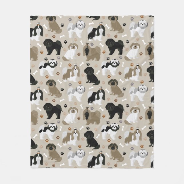Cobertor De Velo Shih Tzu Dogs Paws and Bones Fleece Blanket (Frente)