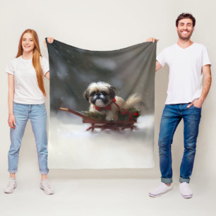 Cobertor De Velo Shih Tzu Natal neve inverno