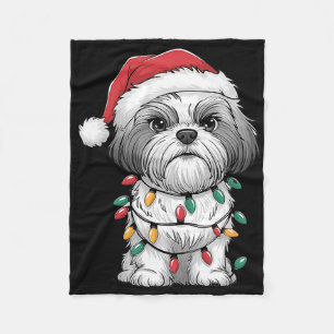 Cobertor De Velo Shih Tzu Papai Noel Árvore de Natal Luzes Xmas Amo