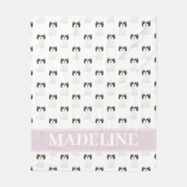 Cobertor De Velo Shih Tzu Personalizado (Preto e Branco) Bege e Bra