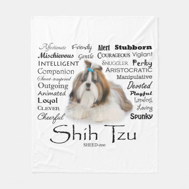 Cobertor De Velo Shih Tzu Traça Fleece Blanket (Frente)
