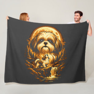 Cobertor De Velo Shih Tzu Uivando para a Lua Cachorro Engraçado