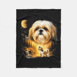 Cobertor De Velo Shih tzu uivando para a lua vintage 90s cachorro e