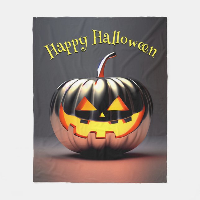 Cobertor De Velo Shiny Pumpkin Halloween (Frente)