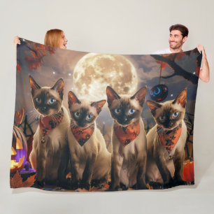 Cobertor De Velo Siamese Cat Halloween Spooky