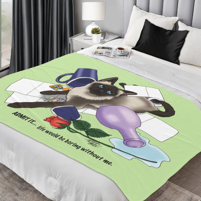 Cobertor De Velo Siamese Cat Mishead Funny (Criador carregado)