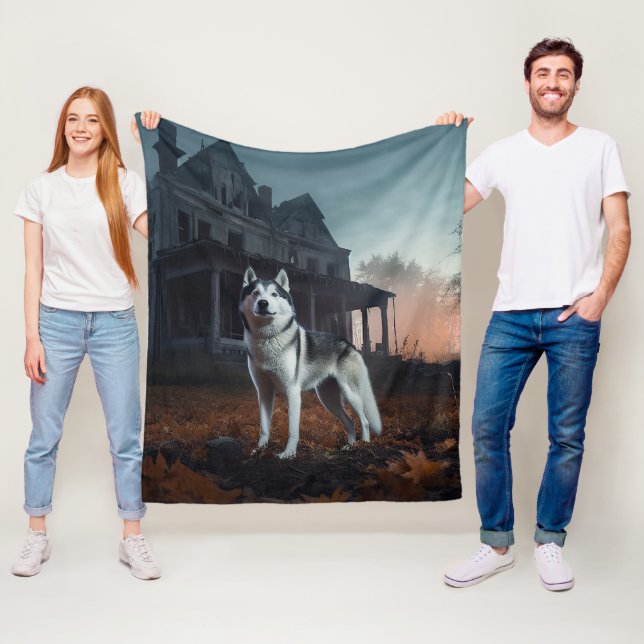 Cobertor De Velo Siberian Husky Halloween Assustador (In Situ)