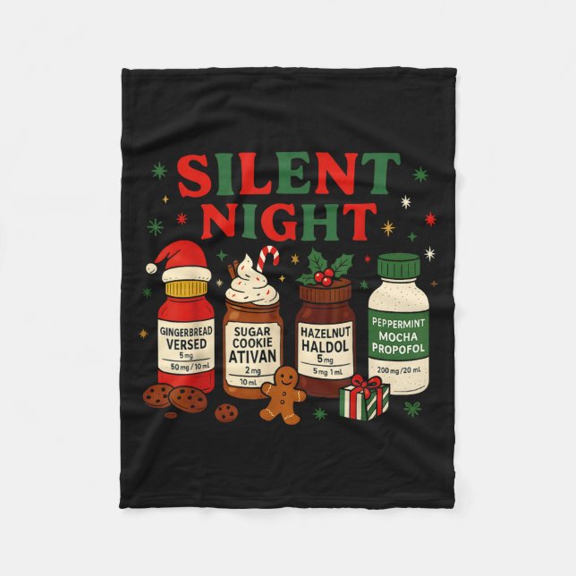 Cobertor De Velo Silent Night Profol Icu Nurse Funny Christmas Medi (Frente)