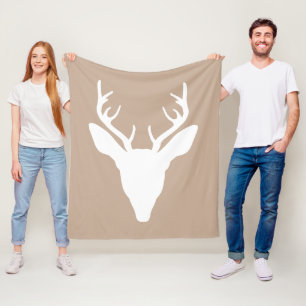 Cobertor De Velo Silhouette White Deer Head Em Beige