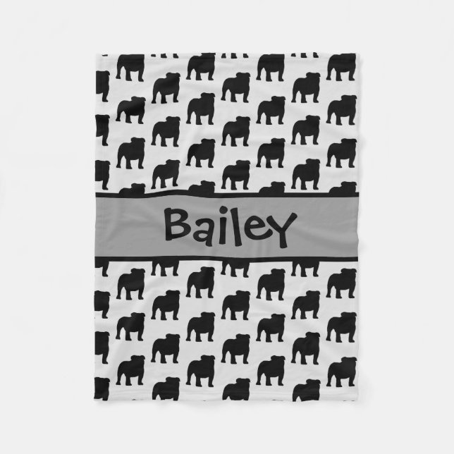 Cobertor De Velo Silhueta de Cachorro de Bulldog Personalizada (Frente)