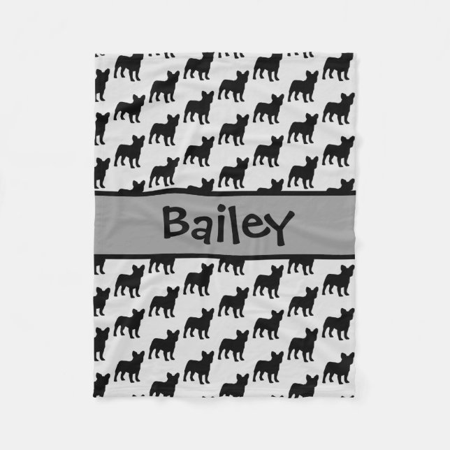 Cobertor De Velo Silhueta de Cachorro Francês Personalizada (Frente)