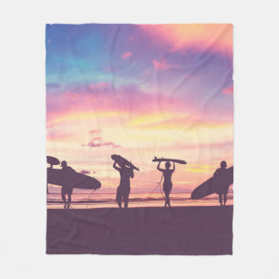 Cobertor De Velo Silhueta de carregandos de surfistas