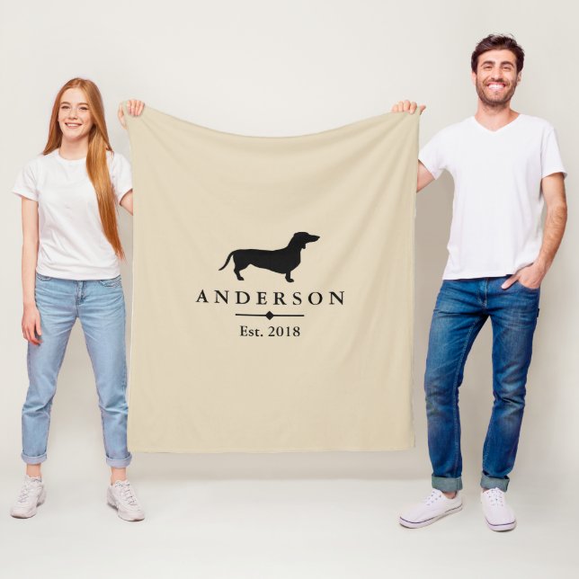 Cobertor De Velo Silhueta do Dachshund & Taupe pretos | (In Situ)