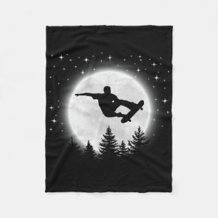 Cobertor De Velo Silhueta engraçada de skatista skate Moon F