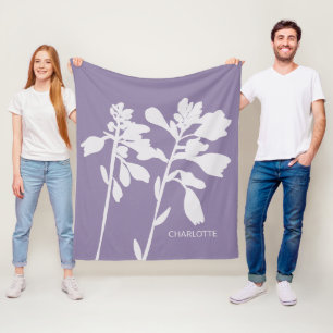 Cobertor De Velo Silhueta Floral Moderna com Nome Personalizado