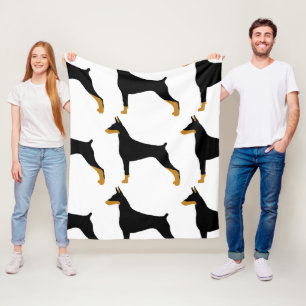 Cobertor De Velo Silhueta preta e bronzeada de Doberman Pinscher