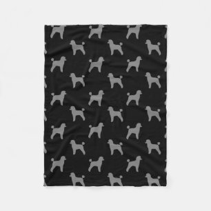 Cobertor De Velo Silhuetas de Cachorro Poodle Toy em Preto e Cinza