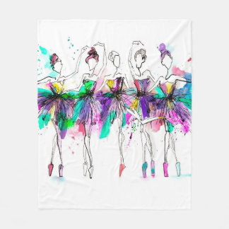 Cobertor De Velo Silhuetas em aquarela de bailarinas. Spray brilhan