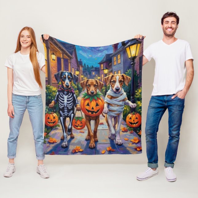 Cobertor De Velo Silken Windhound Dogs in Halloween Costumes (In Situ)