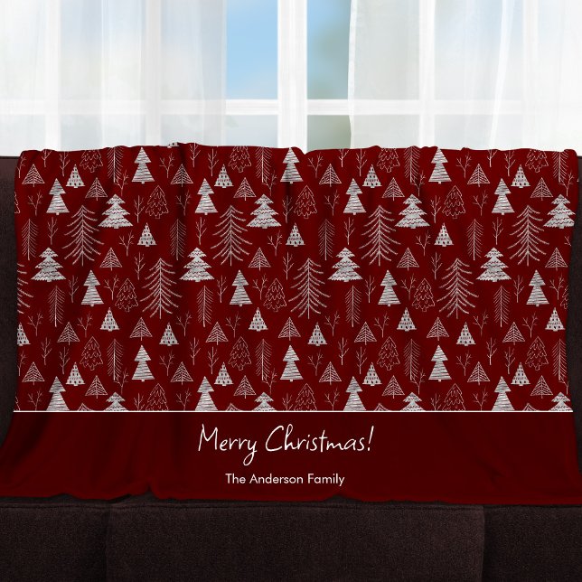 Cobertor De Velo Silver and Red Christmas Tree Forest Pattern (Criador carregado)