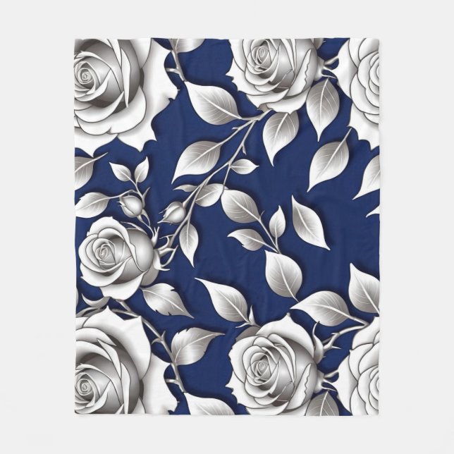 Cobertor De Velo Silver And White Roses (Frente)