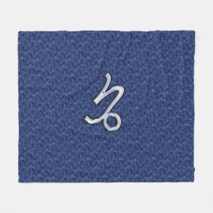 Cobertor De Velo Silver Capricórnio Zodiac Símbolo Azul Camuflage
