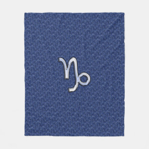 Cobertor De Velo Silver Capricórnio Zodiac Símbolo Azul Camuflage