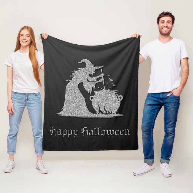 Cobertor De Velo Silver Witch e Cauldron Halloween (In Situ)