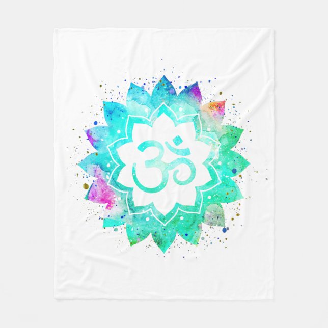 Cobertor De Velo *~* Símbolo branco OM Lotus Flor Mandala Nova Idad (Frente)