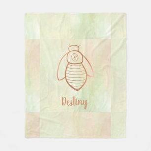 Cobertor De Velo Símbolo de abelha rosa Dourada