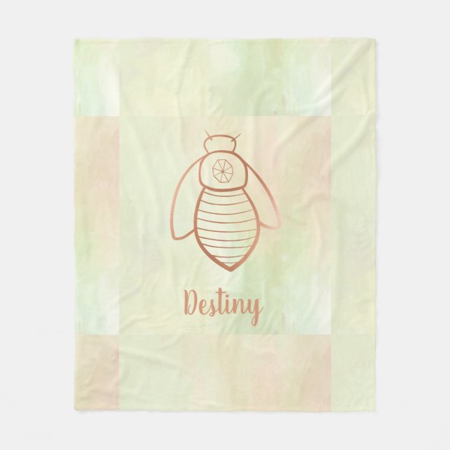 Cobertor De Velo Símbolo de abelha rosa Dourada (Frente)