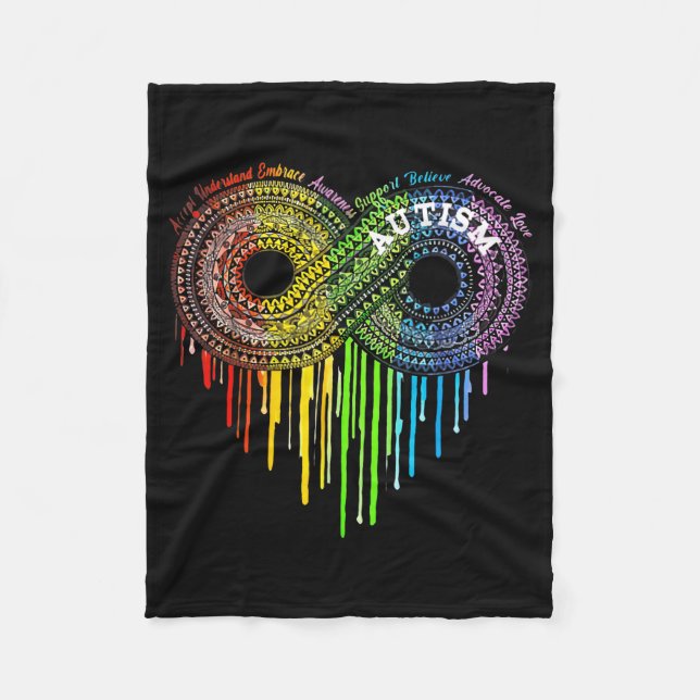Cobertor De Velo Símbolo do Infinito Arco-íris do Autismo Conscient (Frente)