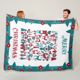 Cobertor De Velo Símbolo Feliz Natal Borda Floral Nórdica Inverno