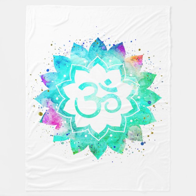 Cobertor De Velo *~* Símbolo Lotus OM Flor Mandala Nova Idade Branc (Frente)