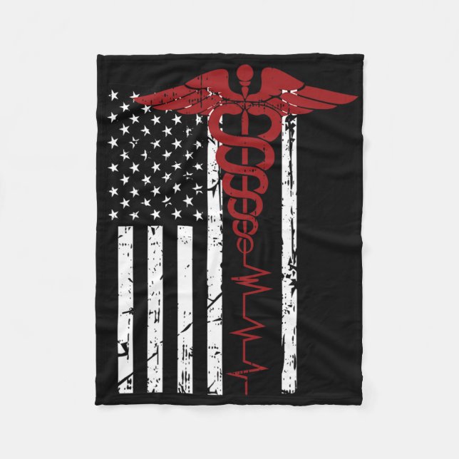 Cobertor De Velo Símbolo médico da bandeira americana Black Patriot (Frente)