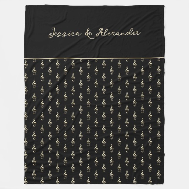 Cobertor De Velo Símbolo Musical de Clef Treble, preto (Frente)