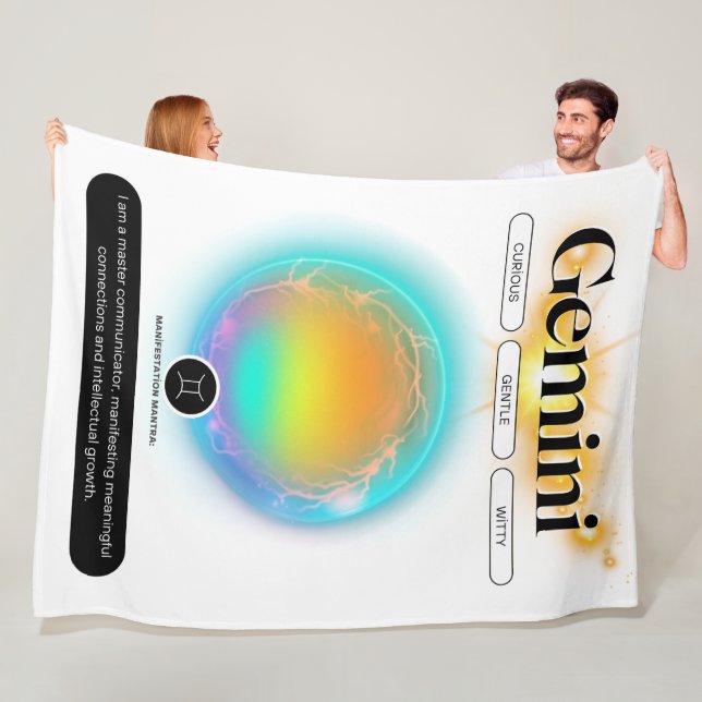 Cobertor De Velo Símbolo Zodiac Moderno Gemini Cita Elemento Ar (In Situ)