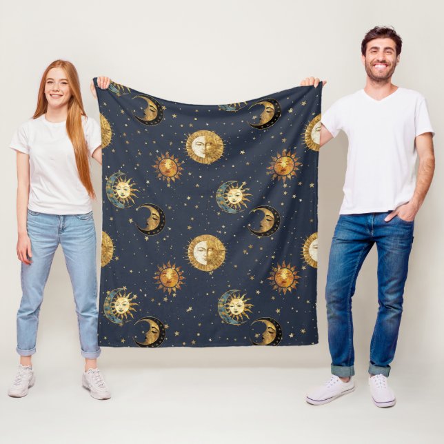 Cobertor De Velo Símbolos de Astronomia Navy Dourado Cósmico (In Situ)
