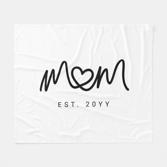 Cobertor De Velo Simple Black Script Heart New Mom Established (Frente (Horizontal))