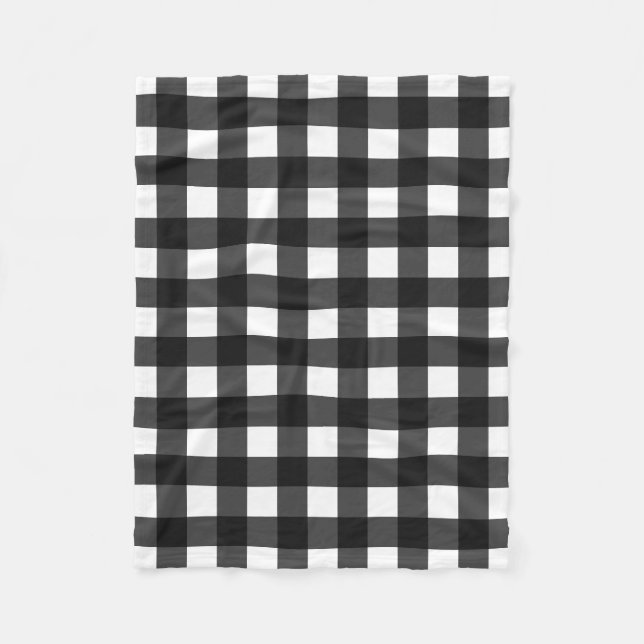 Cobertor De Velo Simples Gingham Preto e Branco (Frente)