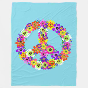 Cobertor De Velo Sinal de Paz Floral em Azul Claro
