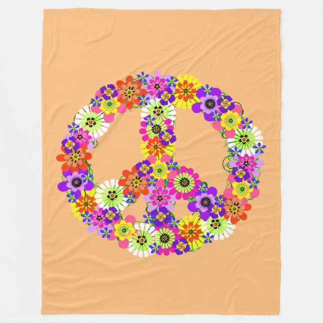 Cobertor De Velo Sinal de Paz Floral em Pêssego (Frente)