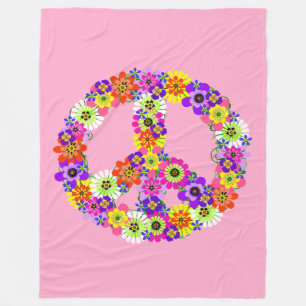 Cobertor De Velo Sinal de Paz Floral no Bebê Rosa