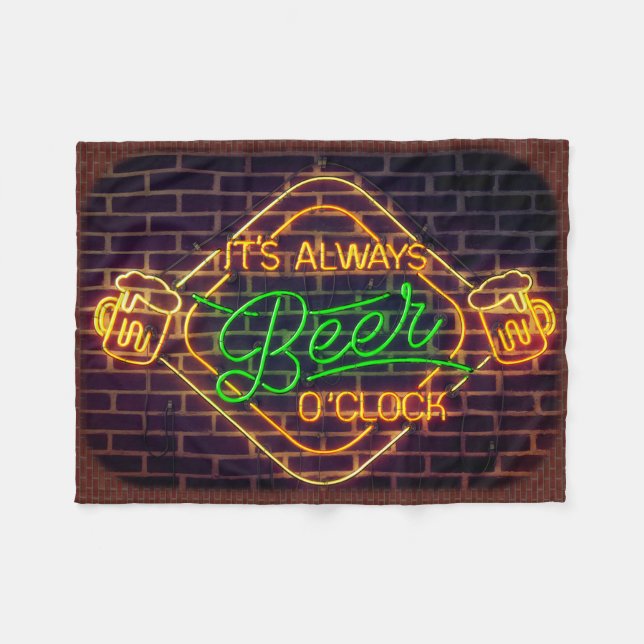 Cobertor De Velo Sinal neon Impressão BEER Mancave Fleece Blanket (Frente (Horizontal))