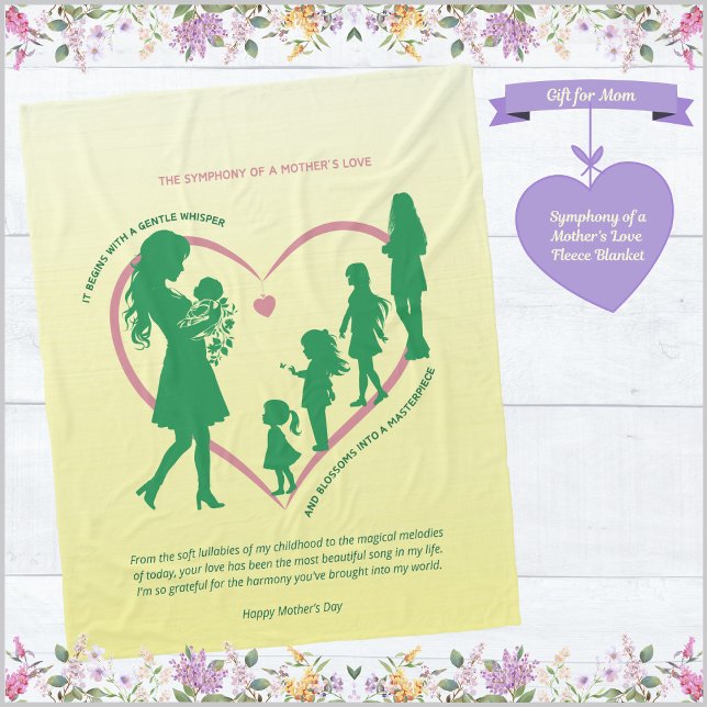 Cobertor De Velo Sinfonia de Folha de Amor de Mãe (Symphony of a Mother's Love Fleece Blanket - Mother's Day Gift)