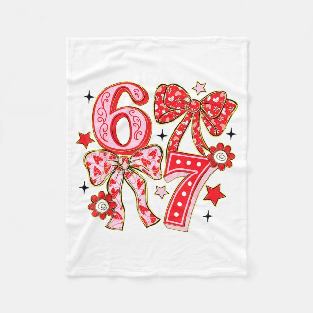 Cobertor De Velo Six Seven 67 Meme Coquette Bow 6 7 Valentines Day  (Frente)